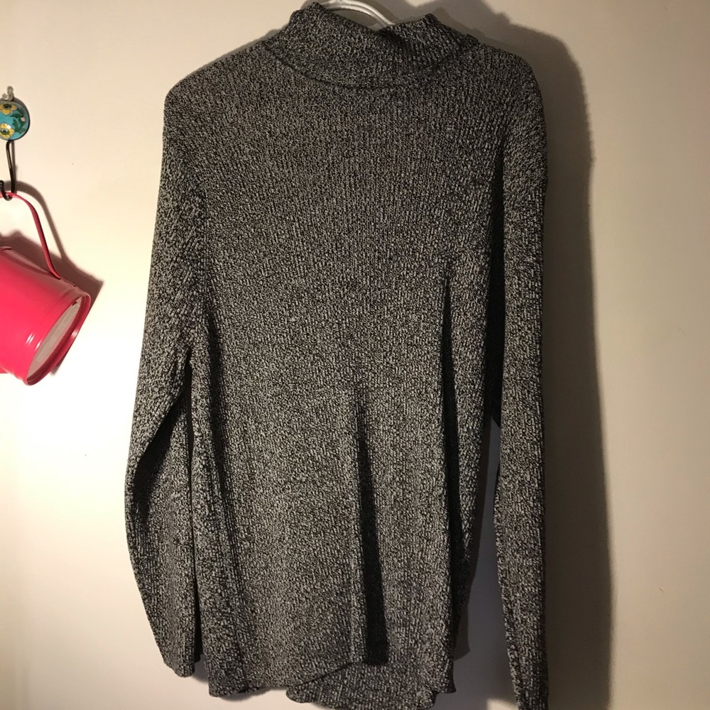 Grey knitted oversized turtleneck sweater